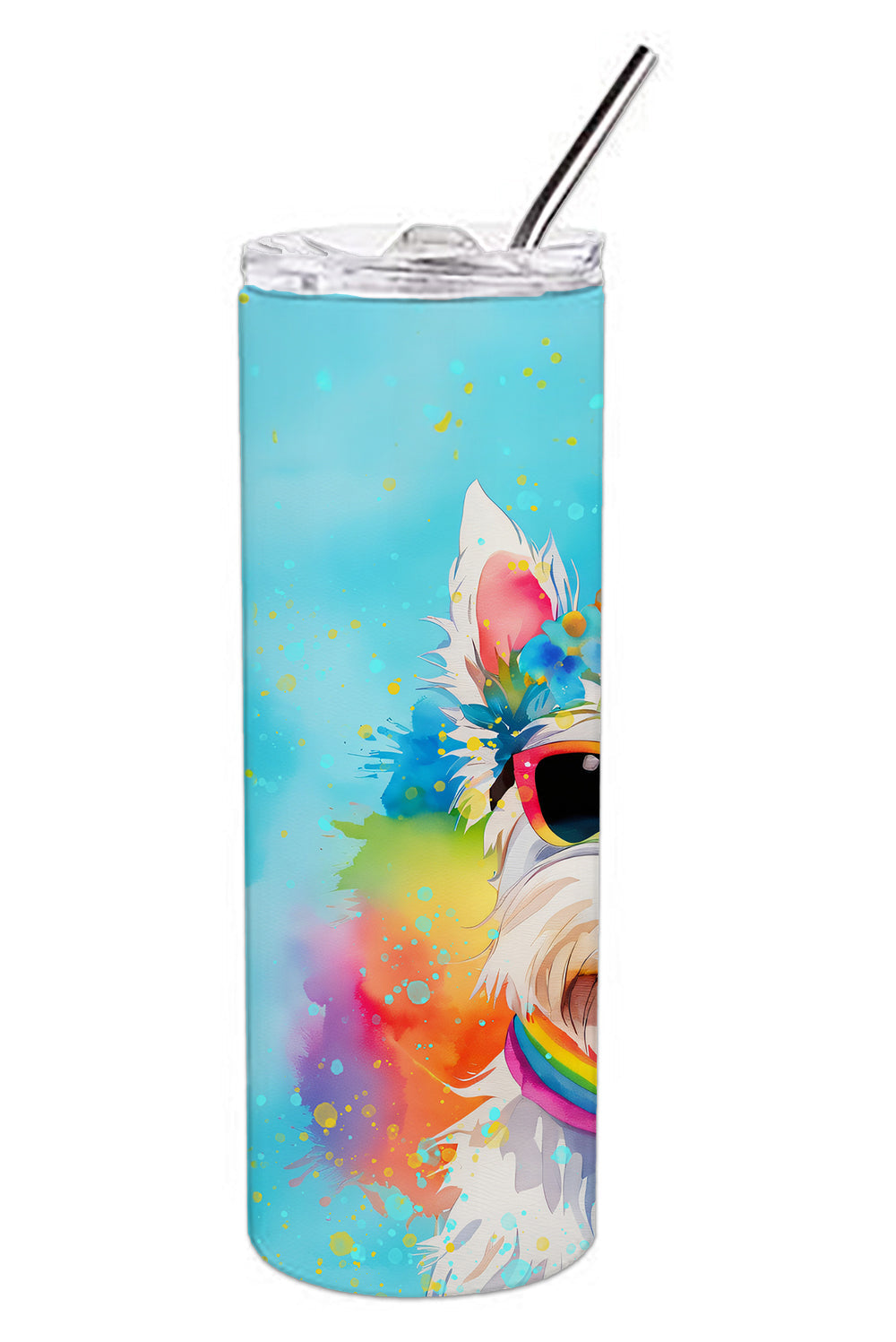 Westie Hippie Dawg Stainless Steel Skinny Tumbler-1
