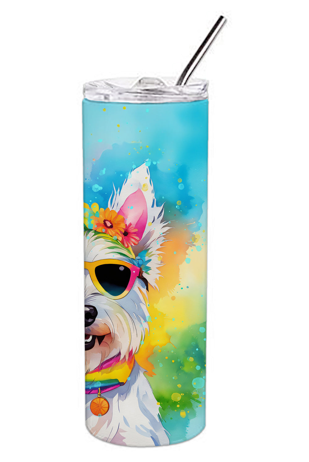 Westie Hippie Dawg Stainless Steel Skinny Tumbler-2