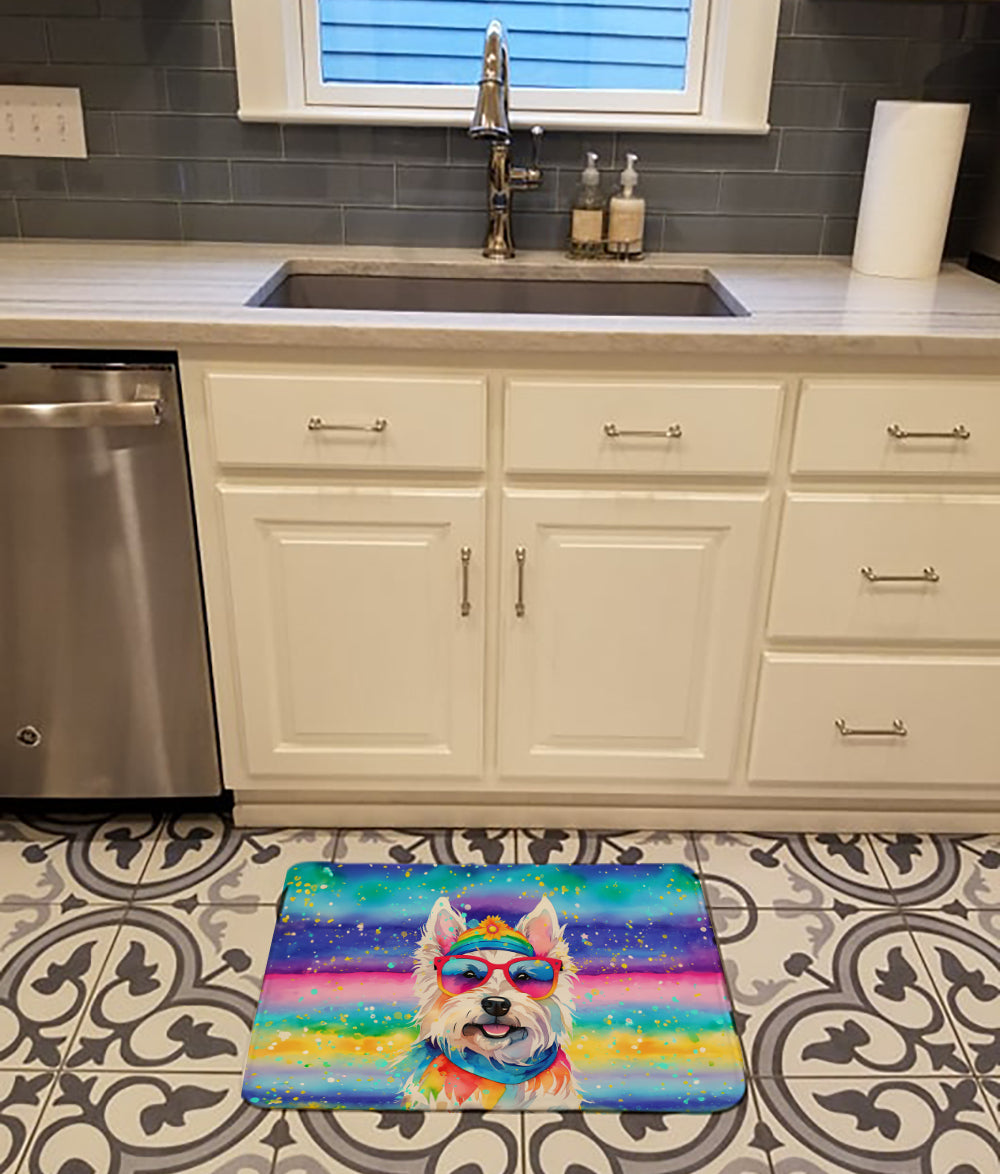 Westie Hippie Dawg Memory Foam Kitchen Mat-1