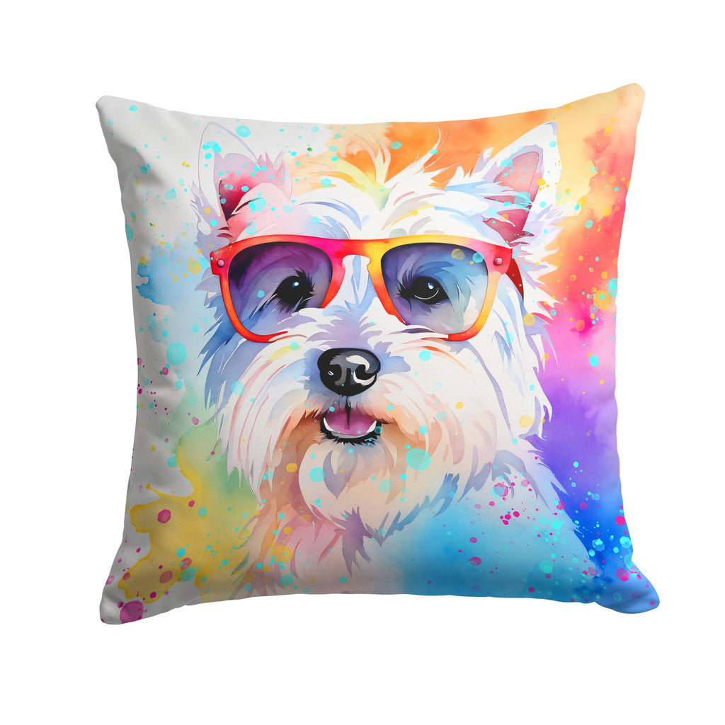 Westie Hippie Dawg Throw Pillow-0