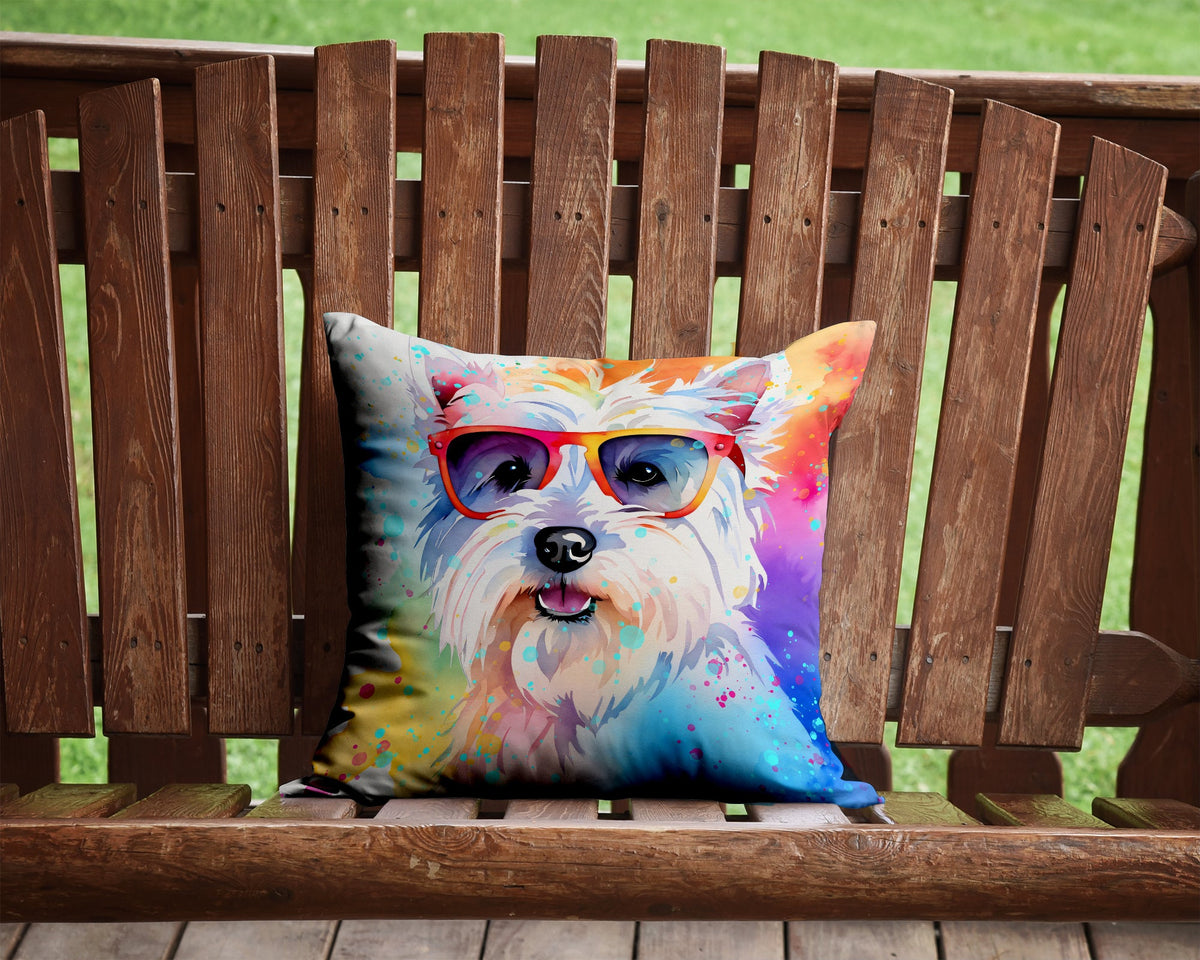 Westie Hippie Dawg Throw Pillow-3