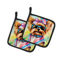 Yorkshire Terrier Hippie Dawg Pair of Pot Holders-0