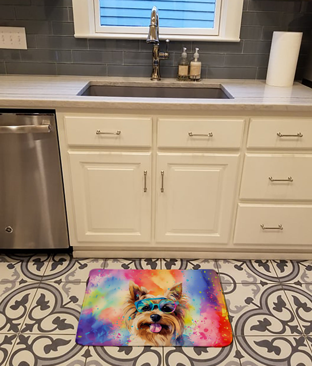 Yorkshire Terrier Hippie Dawg Memory Foam Kitchen Mat-1