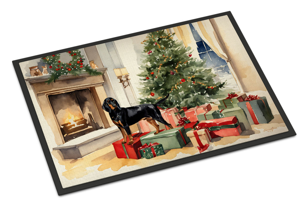 Black and Tan Coonhound Cozy Christmas Doormat-0