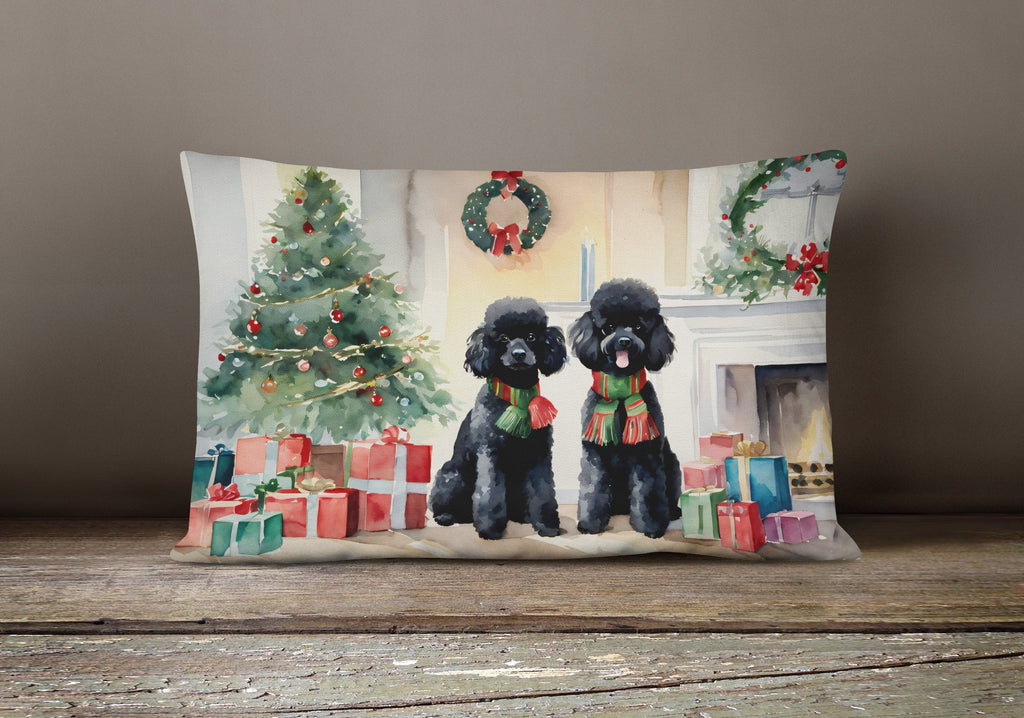 Poodle Cozy Christmas Throw Pillow-3