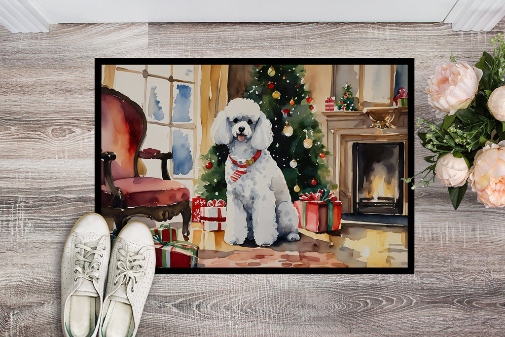 Poodle Cozy Christmas Doormat-1