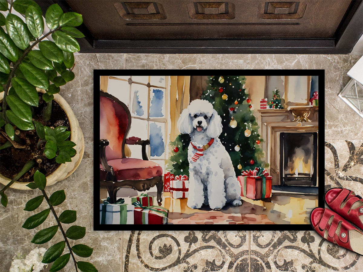 Poodle Cozy Christmas Doormat-2