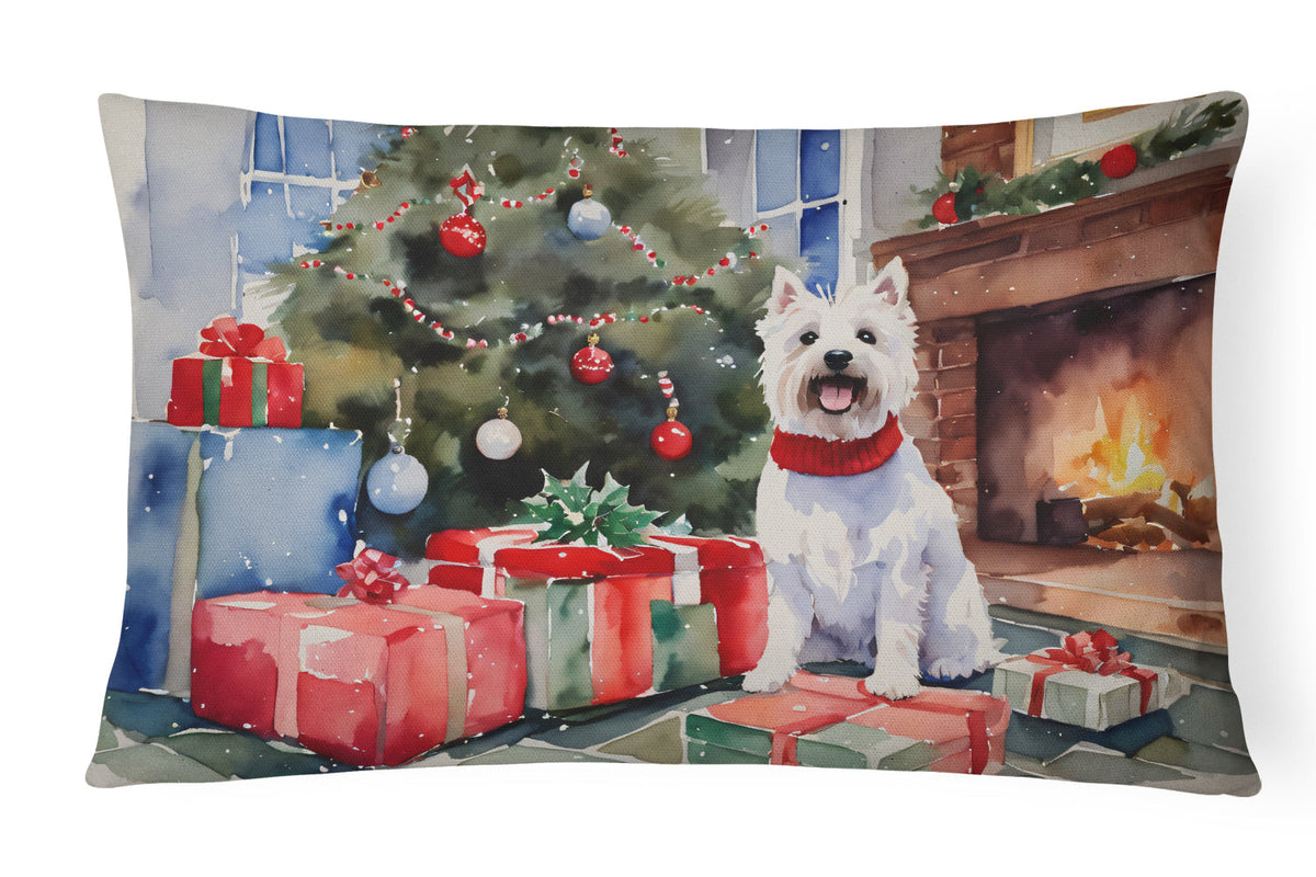 Westie Cozy Christmas Throw Pillow-0