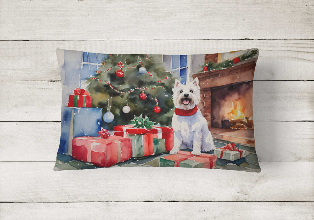 Westie Cozy Christmas Throw Pillow-1