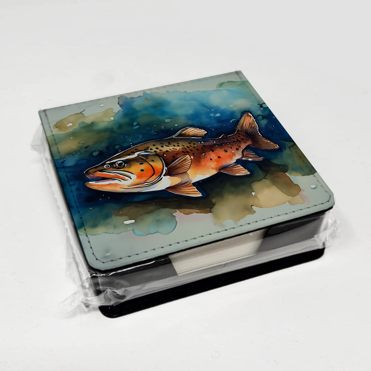 Brown Trout PU Leather Note Paper Holder-3