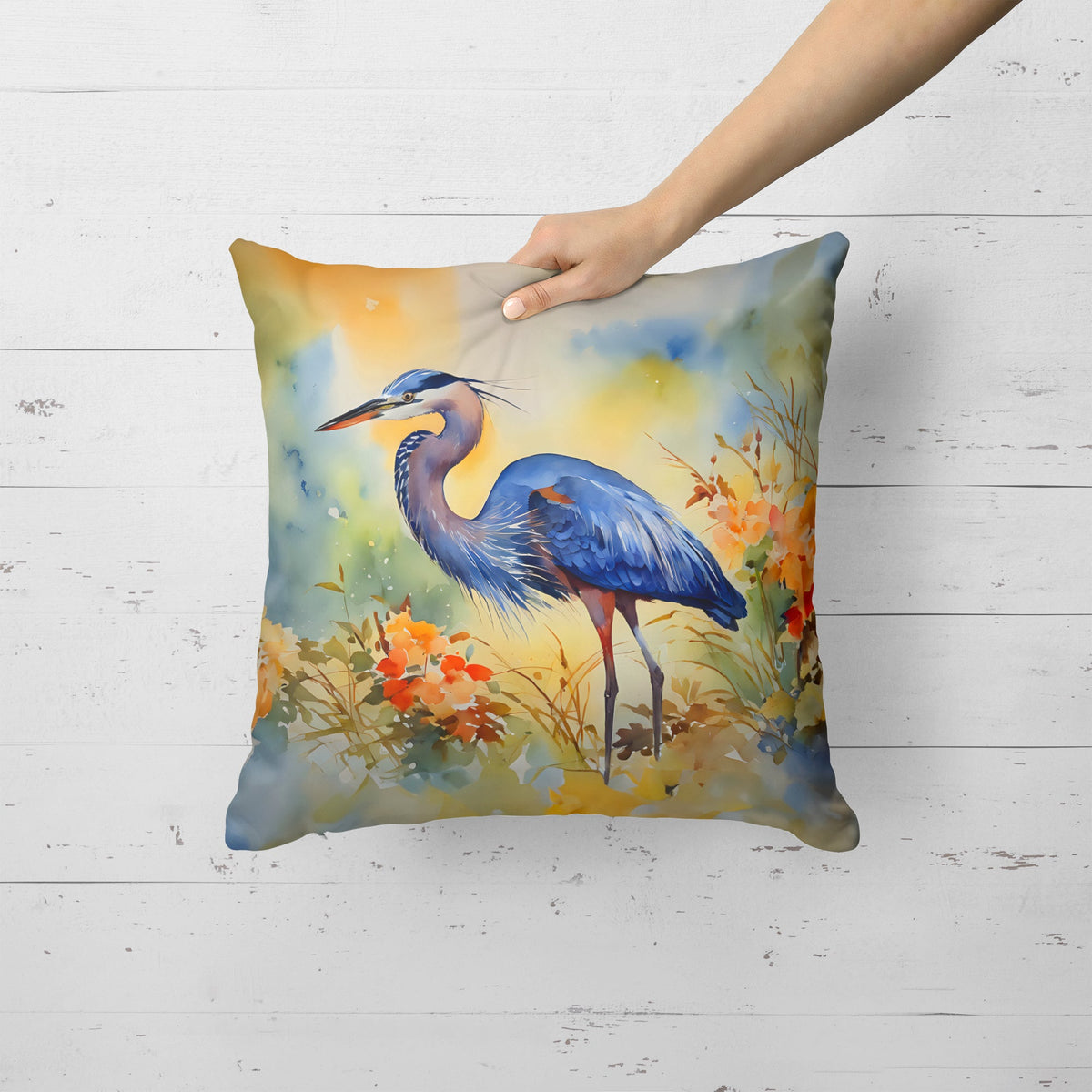 Blue Heron Throw Pillow-1