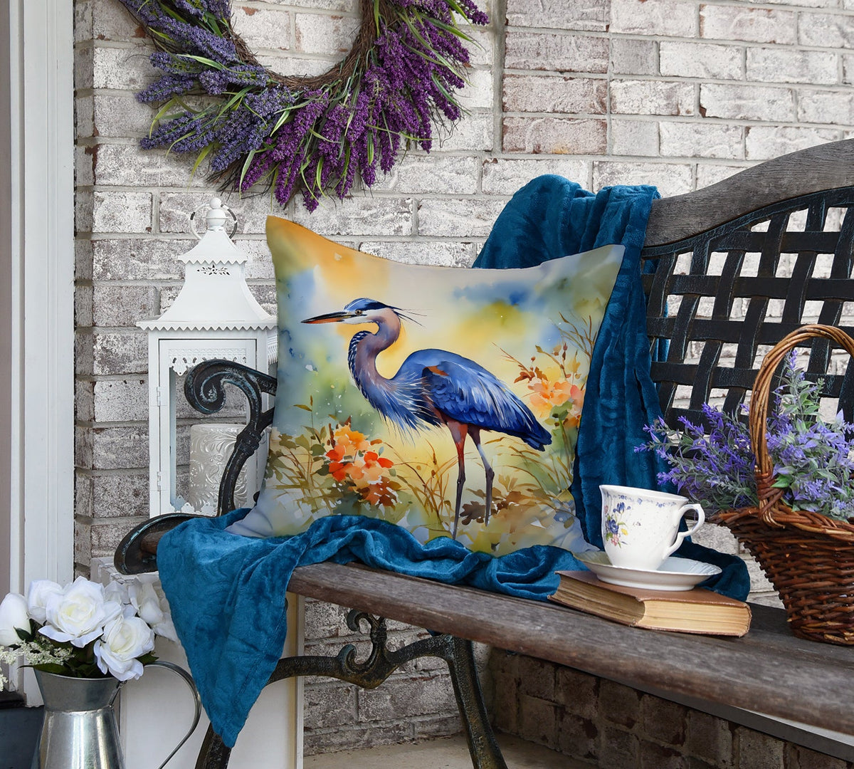 Blue Heron Throw Pillow-3