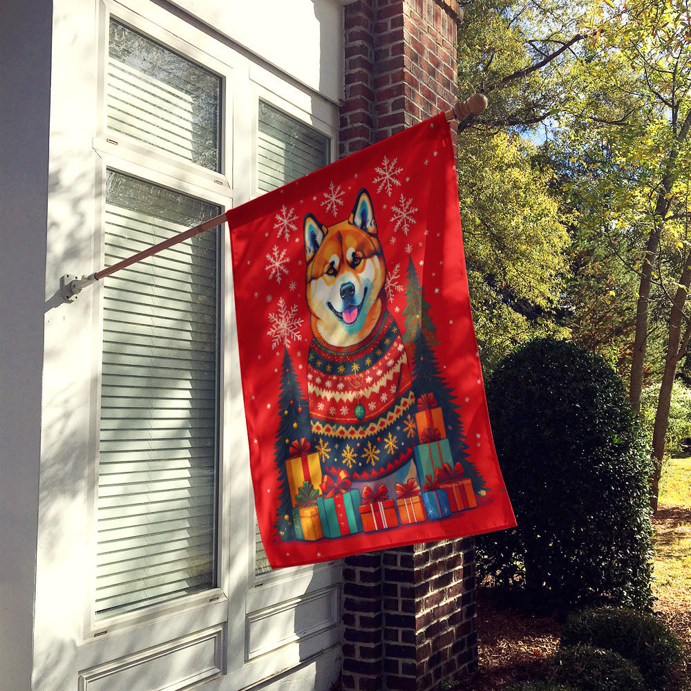 Akita Holiday Christmas House Flag-1