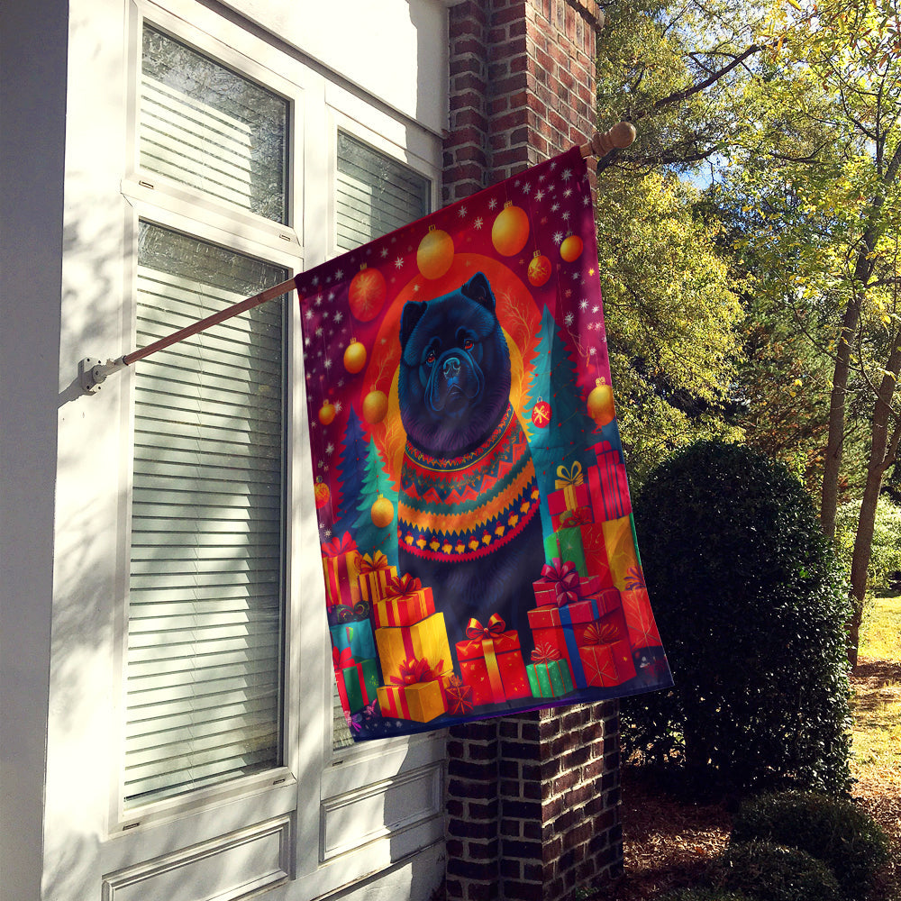 Black Chow Chow Holiday Christmas House Flag-1