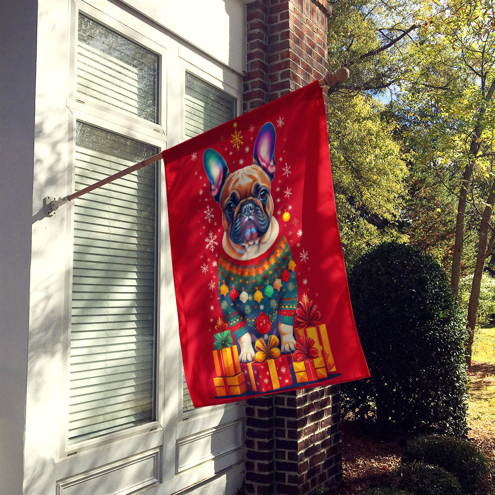 French Bulldog Holiday Christmas House Flag-1
