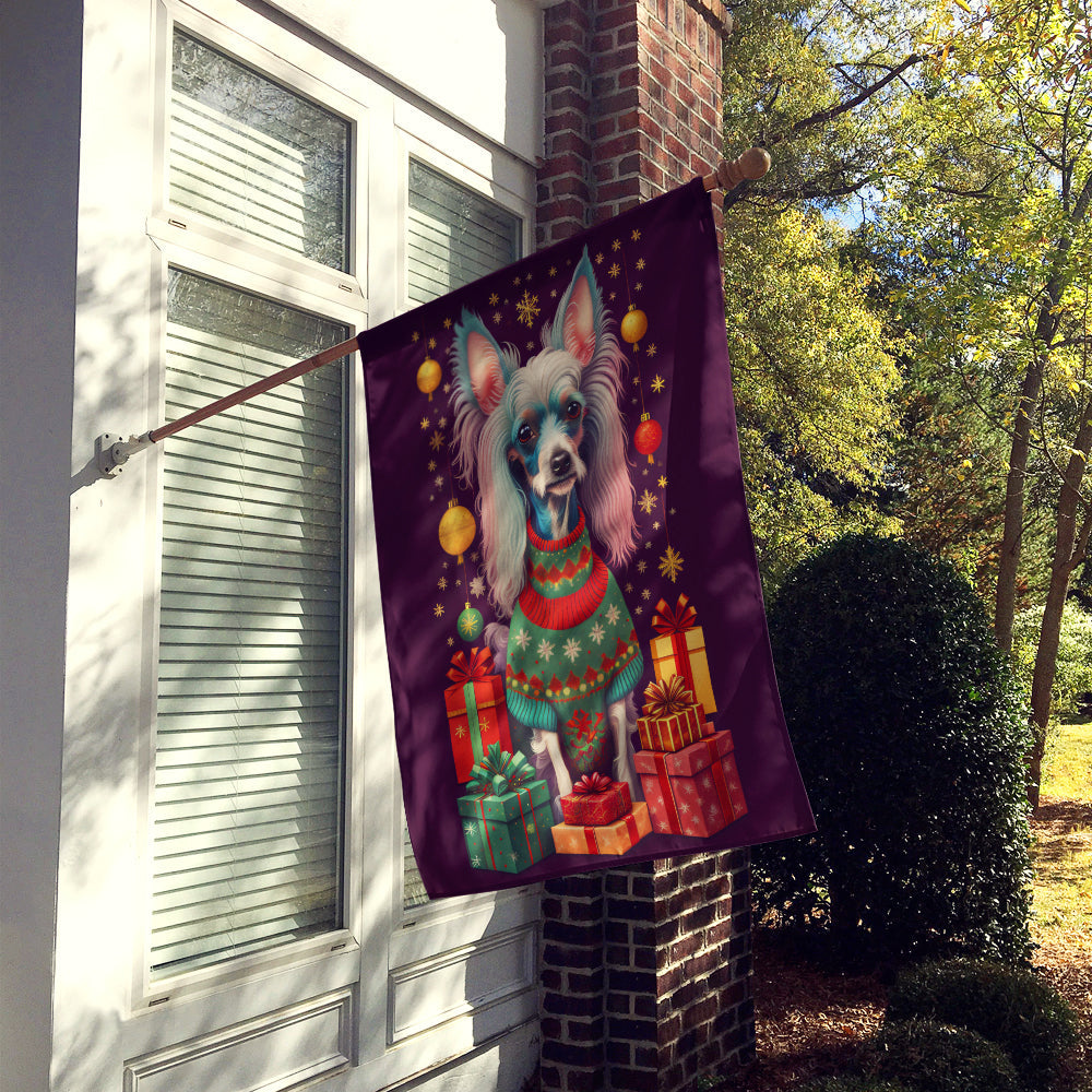 Chinese Crested Holiday Christmas House Flag-1