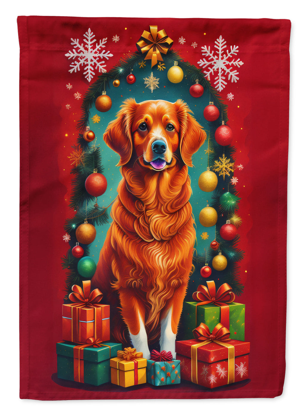 Nova Scotia Duck Toller Holiday Christmas House Flag-0
