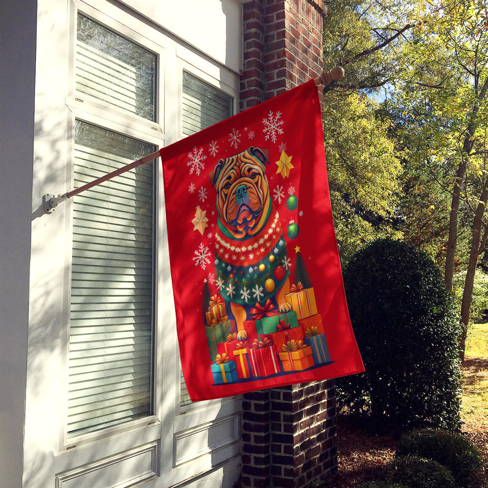 Shar Pei Holiday Christmas House Flag-1