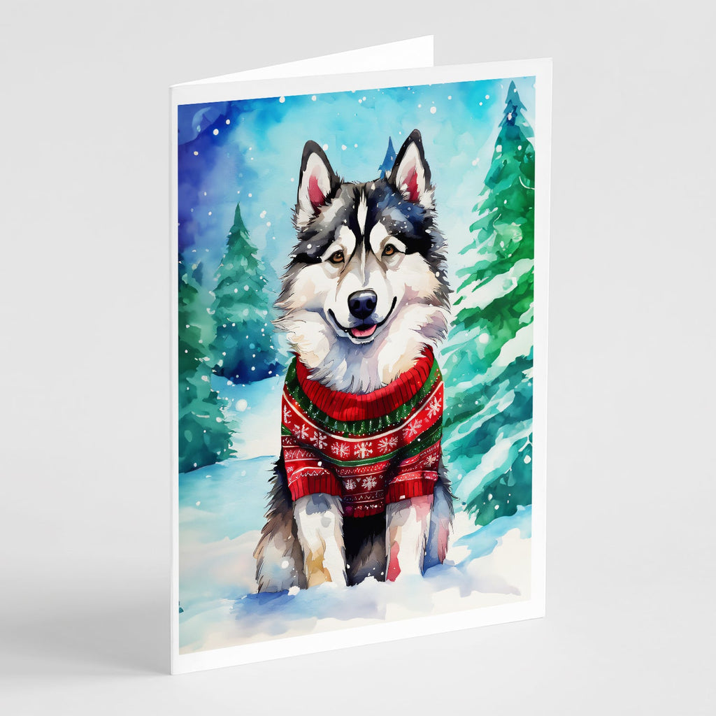 Alaskan Malamute Christmas Greeting Cards Pack of 8-0