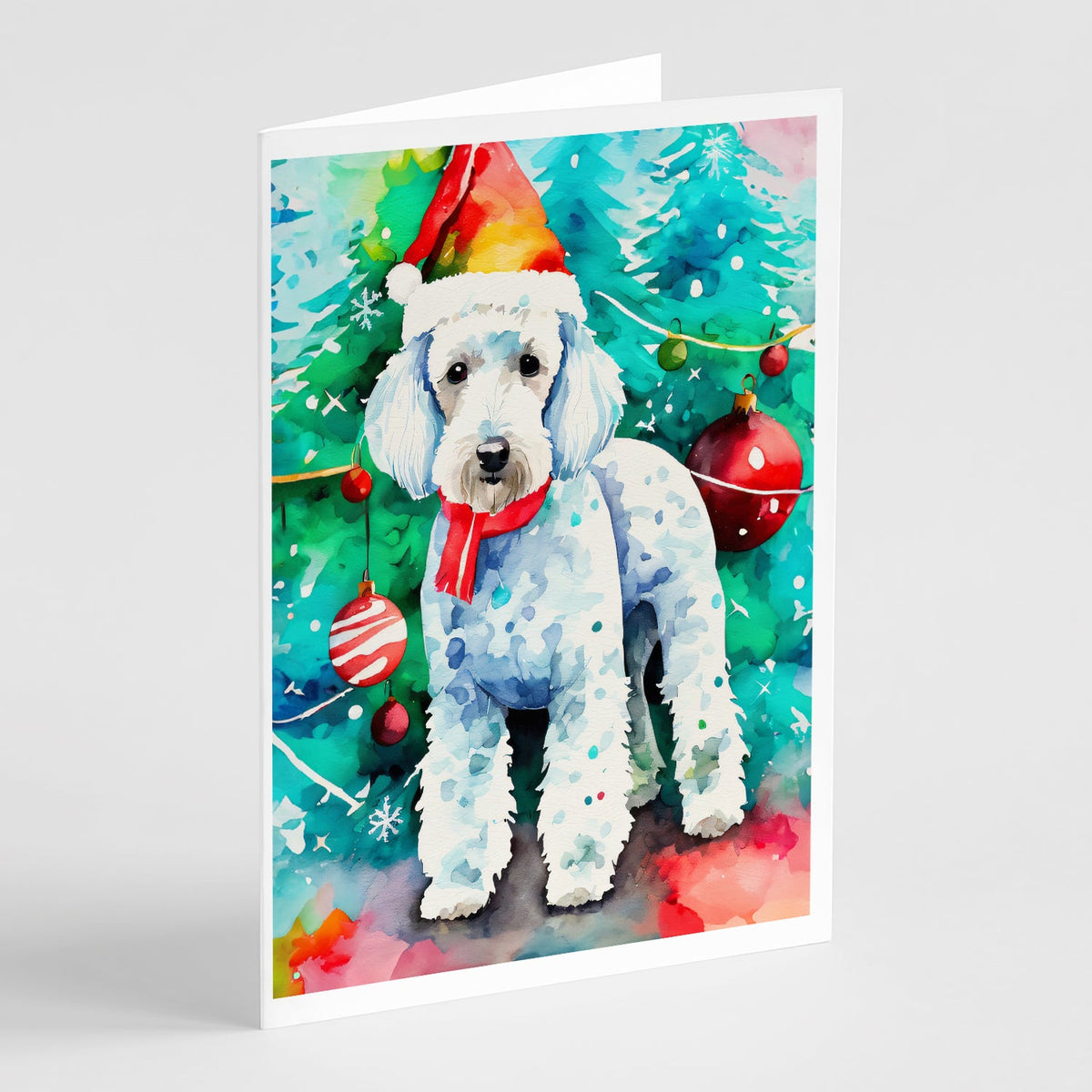 Bedlington Terrier Christmas Greeting Cards Pack of 8-0