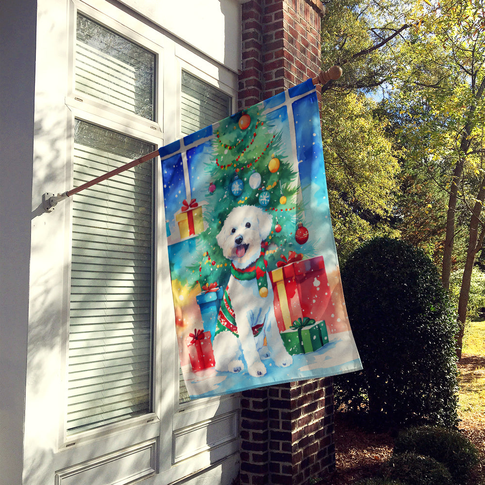 Bichon Frise Christmas House Flag-1