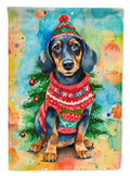 Dachshund Christmas House Flag-0