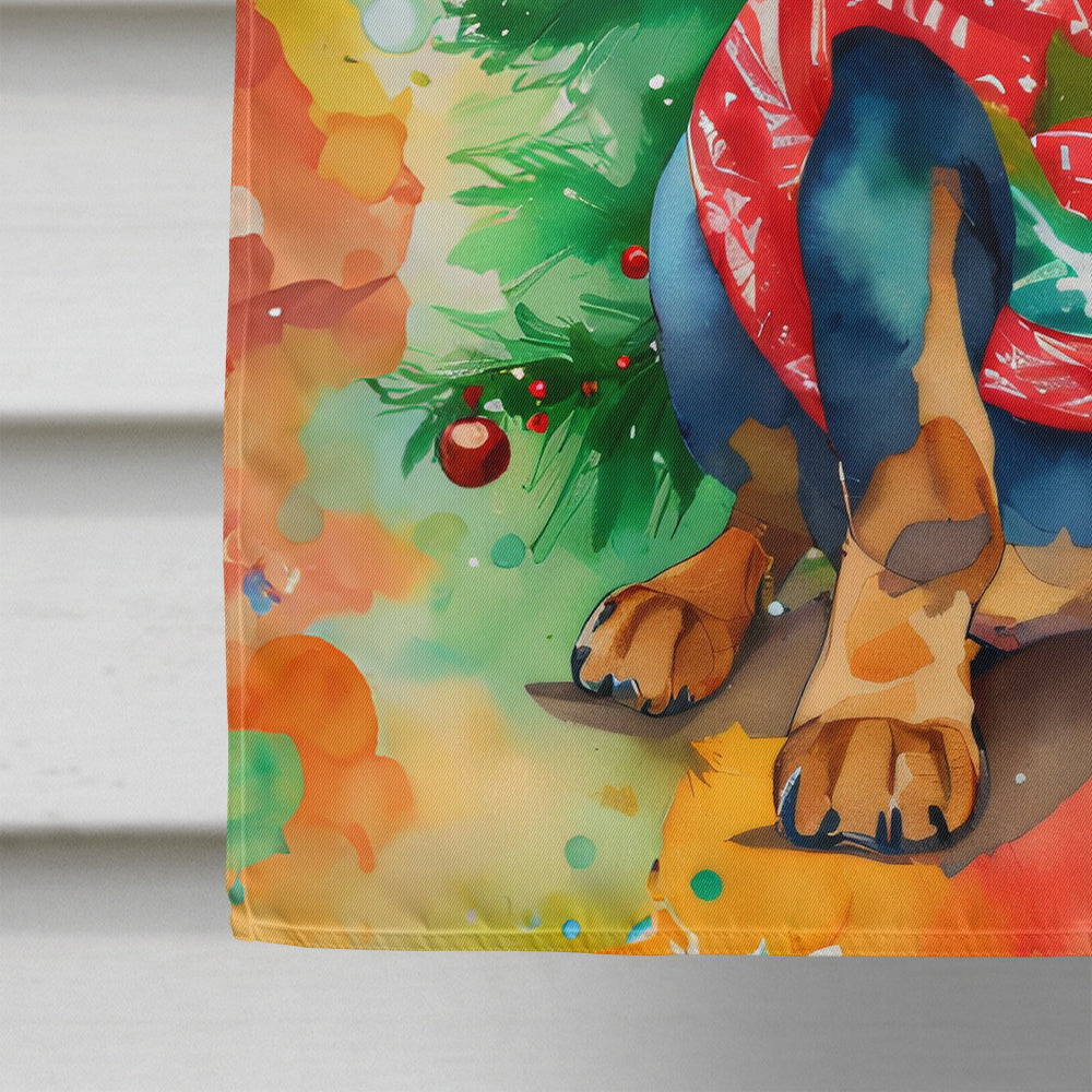 Dachshund Christmas House Flag-3