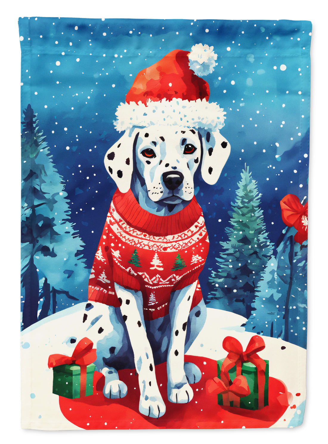 Dalmatian Christmas House Flag-0