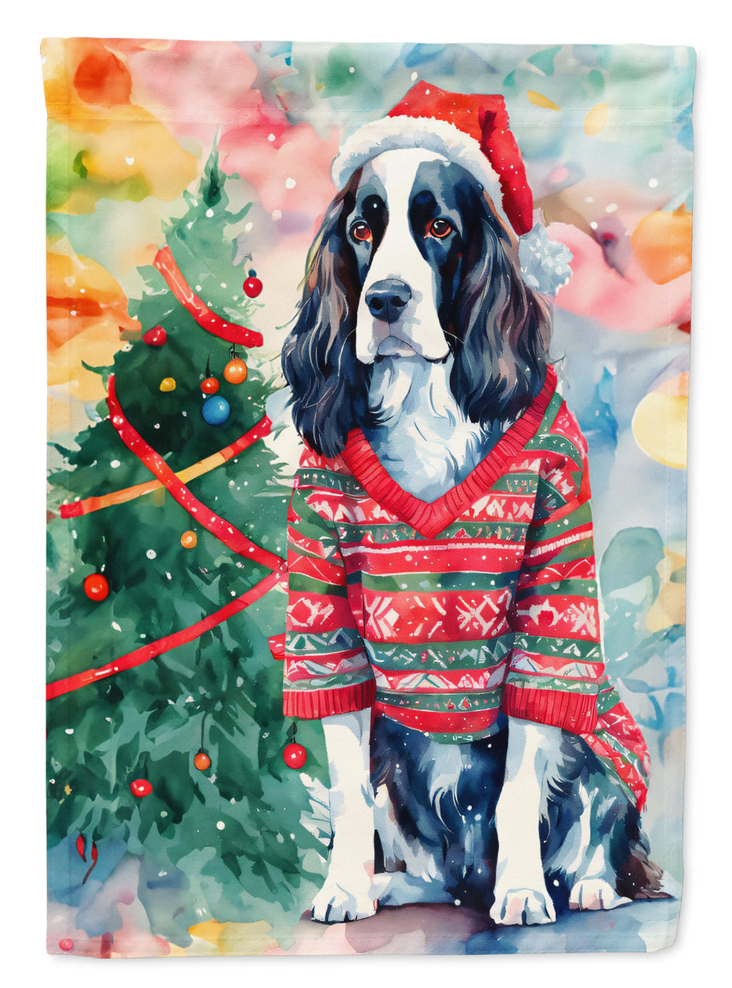 English Springer Spaniel Christmas House Flag-0