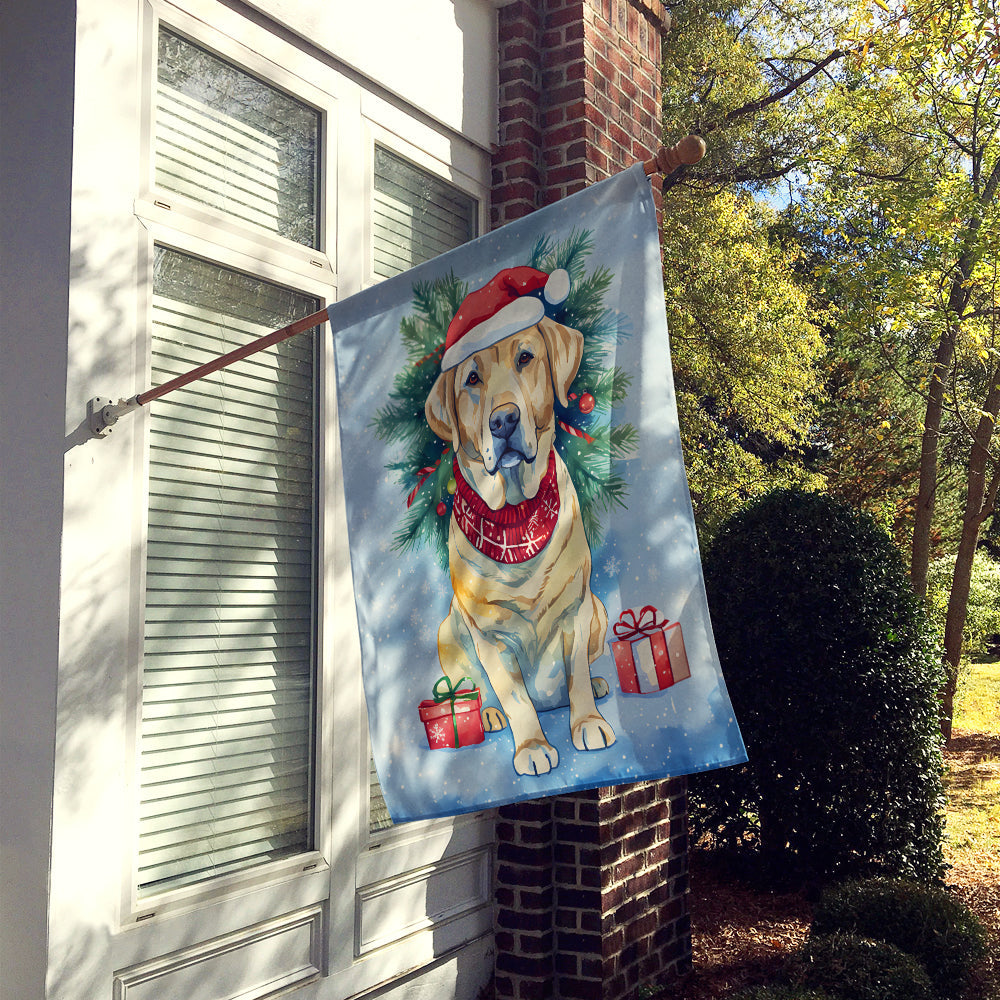Yellow Labrador Retriever Christmas House Flag-1
