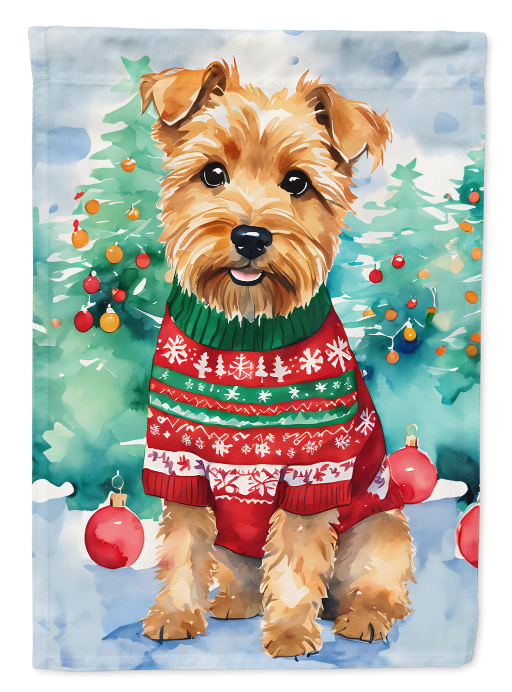 Norfolk Terrier Christmas House Flag-0