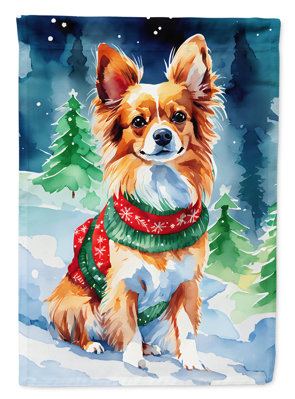 Papillon Christmas House Flag-0