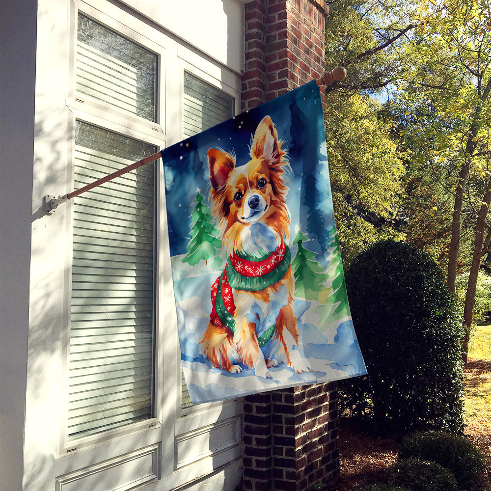 Papillon Christmas House Flag-1