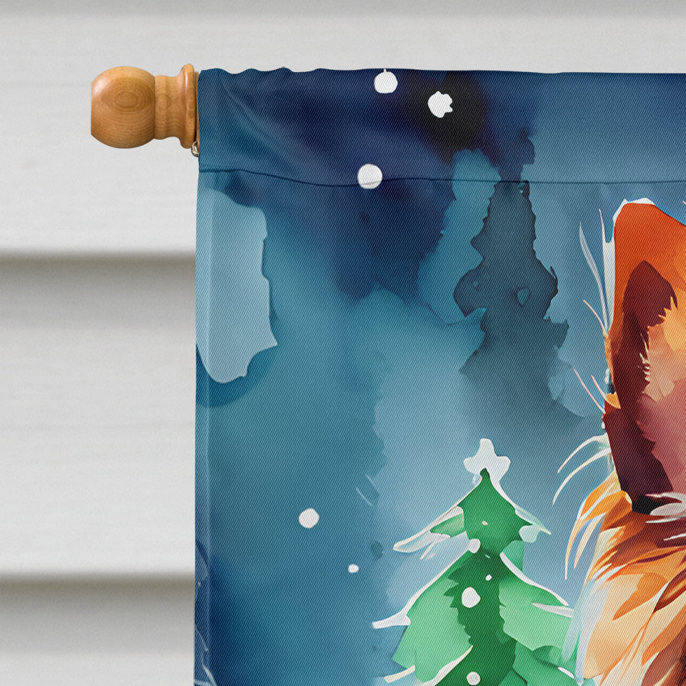 Papillon Christmas House Flag-2