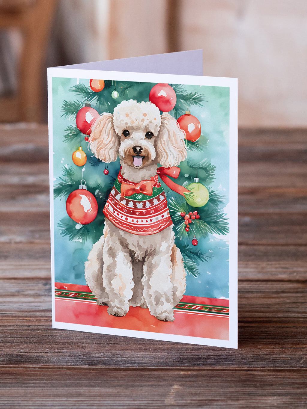 Poodle Christmas Greeting Cards Pack of 8-1