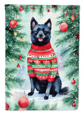 Schipperke Christmas House Flag-0