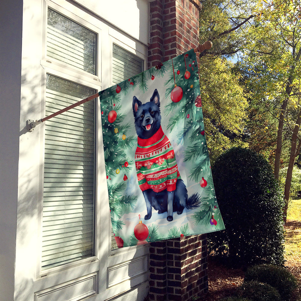 Schipperke Christmas House Flag-1