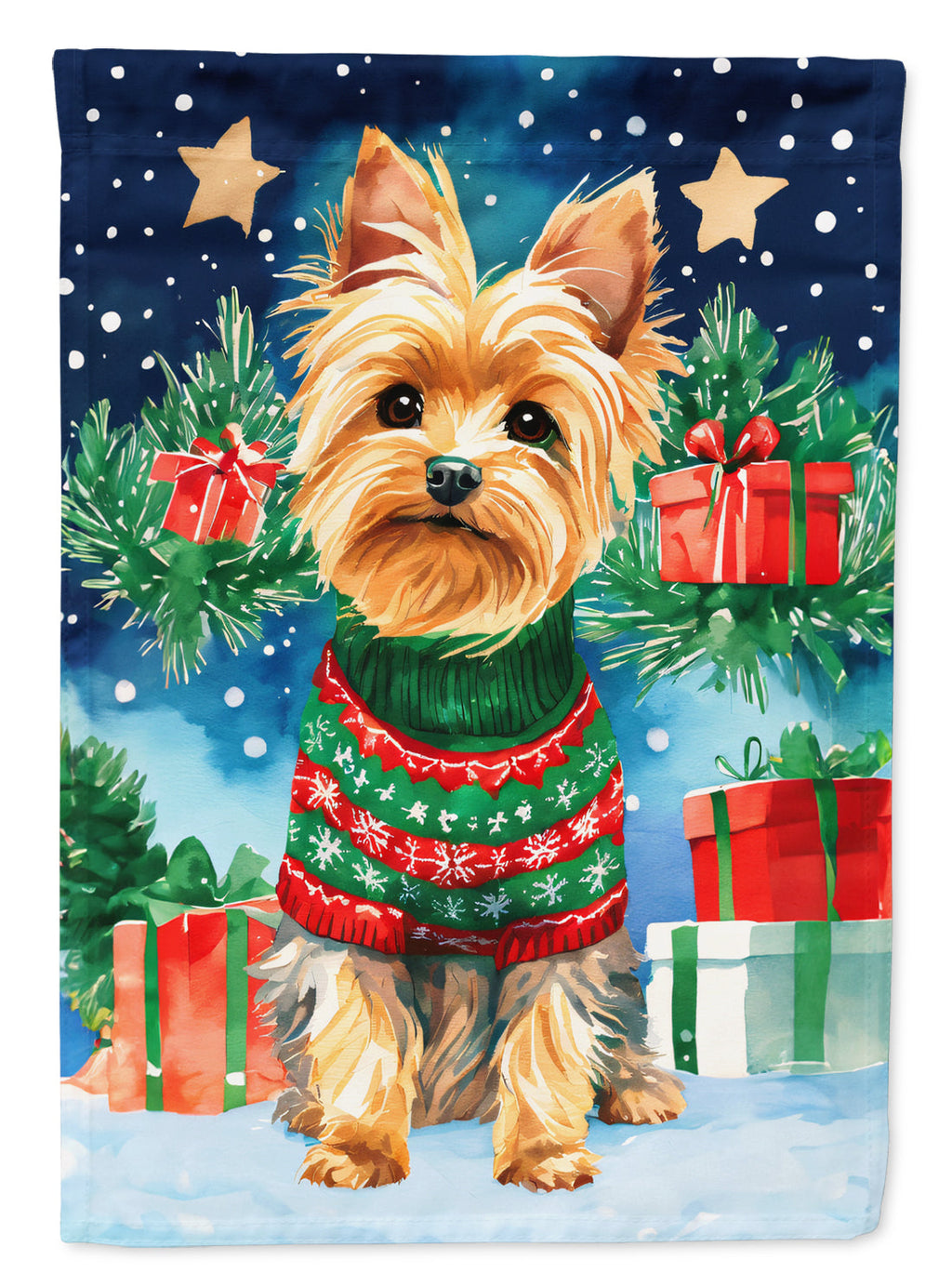 Yorkshire Terrier Yorkie Christmas House Flag-0