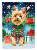 Yorkshire Terrier Yorkie Christmas House Flag-0