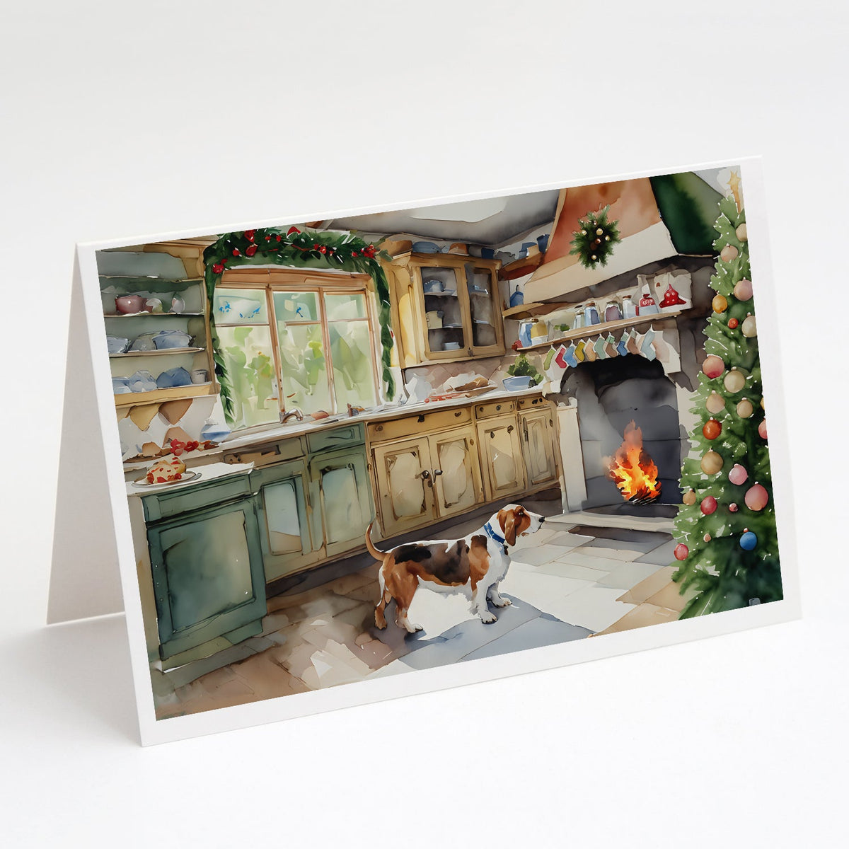 Basset Hound Christmas Cookies Greeting Cards Pack of 8-0