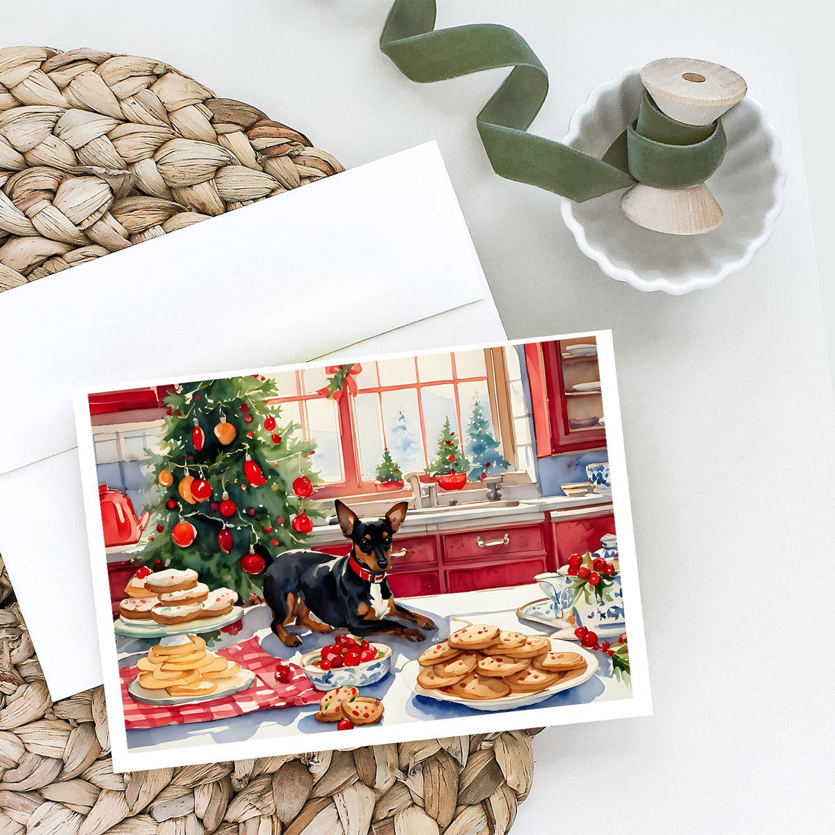 Miniature Pinscher Christmas Cookies Greeting Cards Pack of 8-1