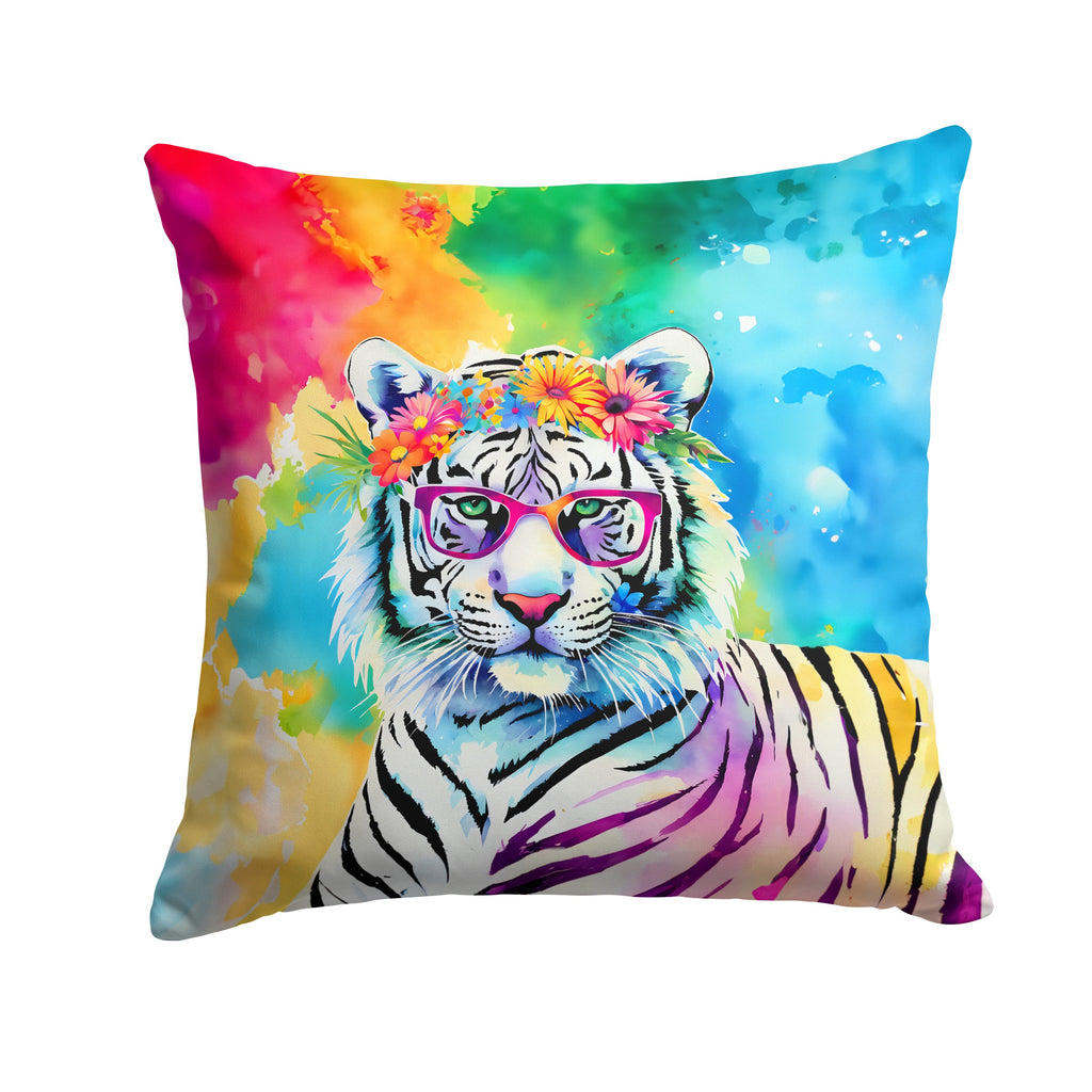 Hippie Animal White Tiger Throw Pillow-0