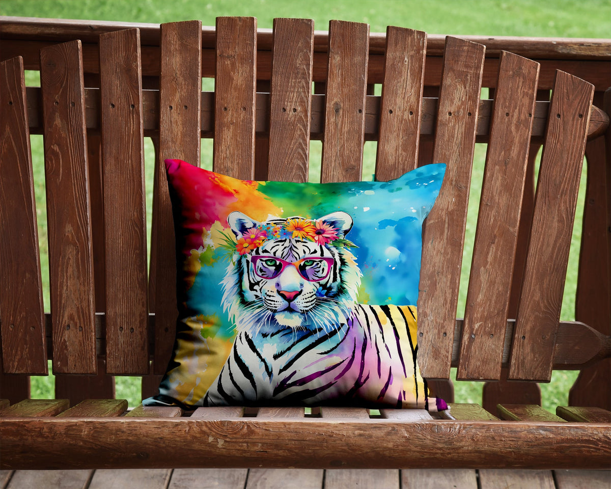 Hippie Animal White Tiger Throw Pillow-1