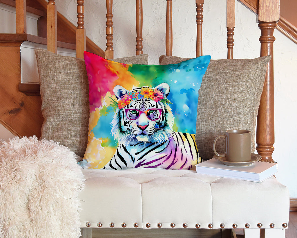 Hippie Animal White Tiger Throw Pillow-2