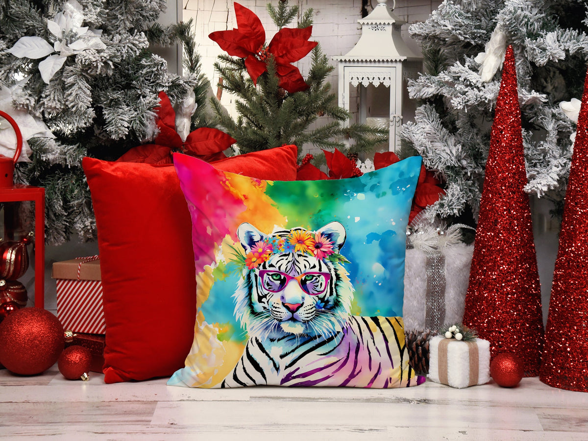 Hippie Animal White Tiger Throw Pillow-4