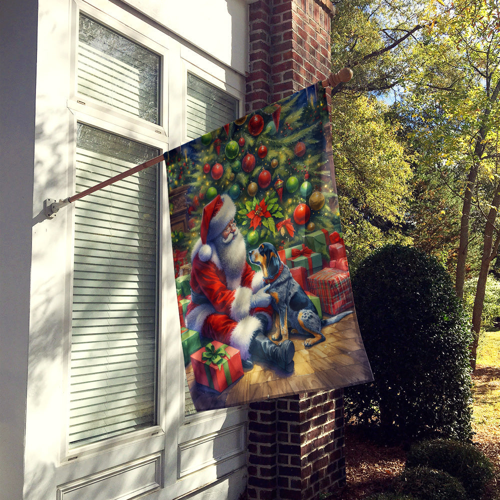 Bluetick Hound and Santa Claus House Flag-1