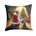 Bull Terrier and Santa Claus Throw Pillow-0