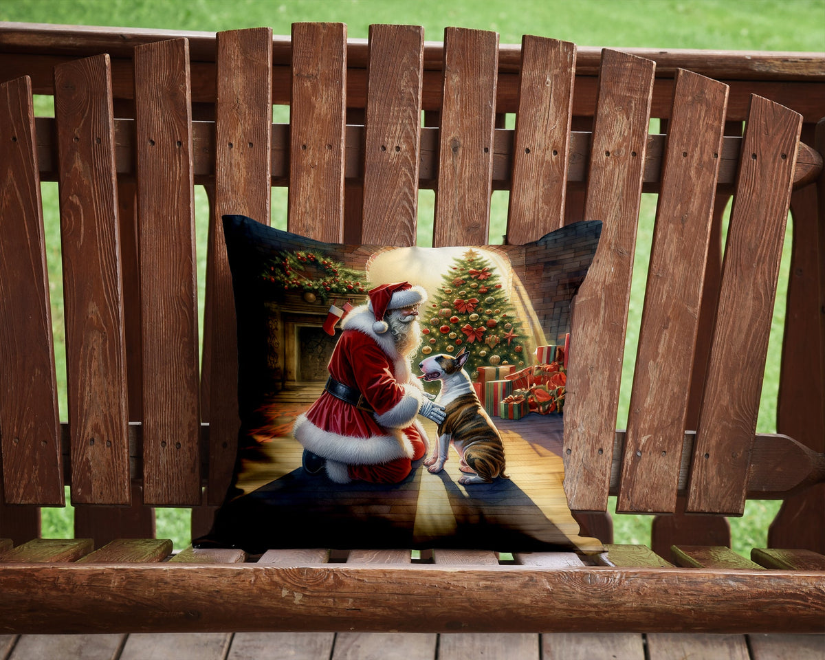 Bull Terrier and Santa Claus Throw Pillow-3