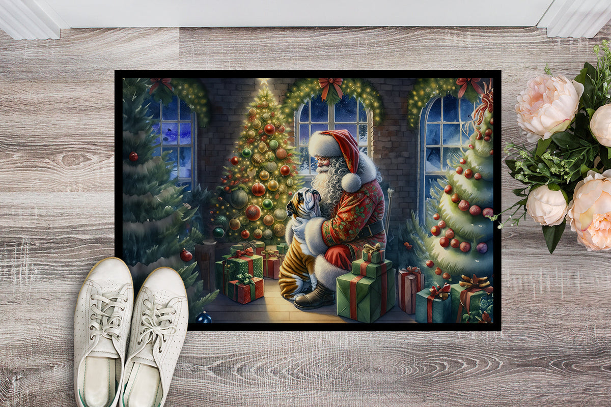 English Bulldog and Santa Claus Doormat-1