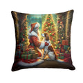 English Setter and Santa Claus Throw Pillow-0